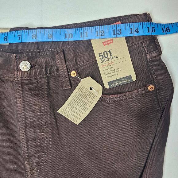 Levi's Women's 501 Original Brown Jeans with Raw Hem NWT 29 x 30 - Picture 11 of 13